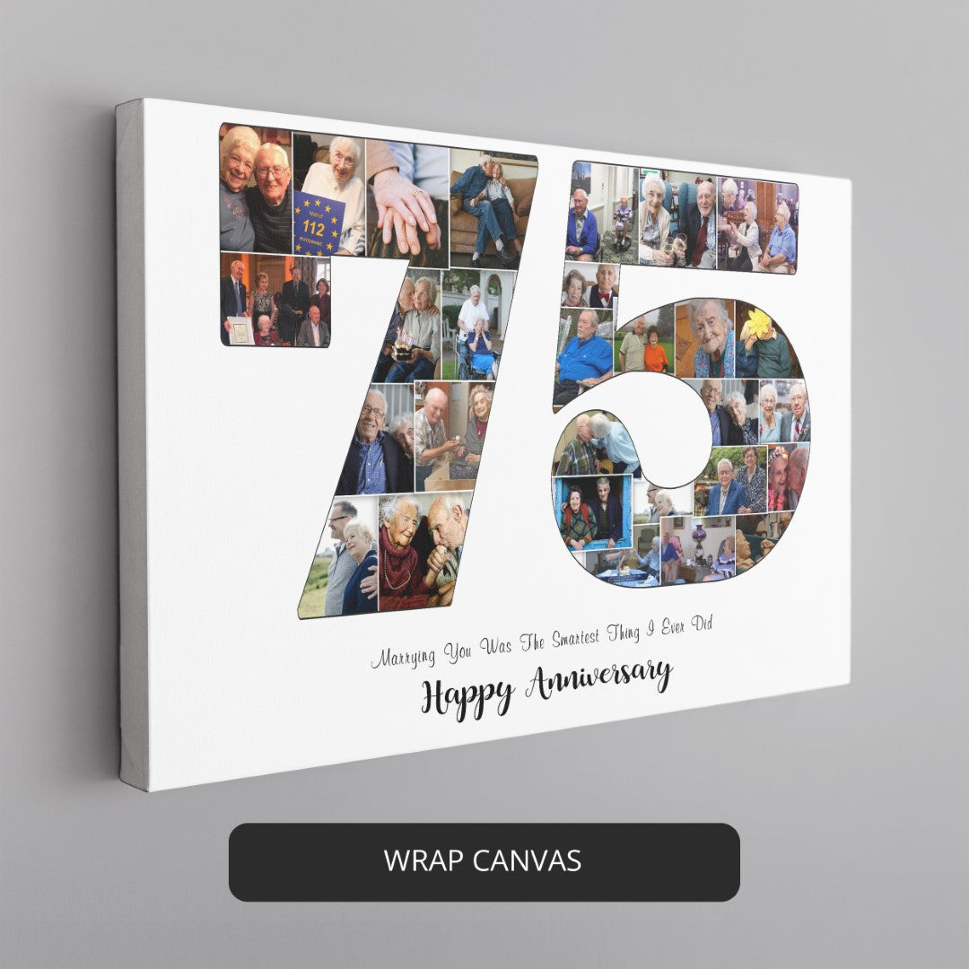 personalized Photo Collage Gift for 75th Diamond Wedding Anniversary