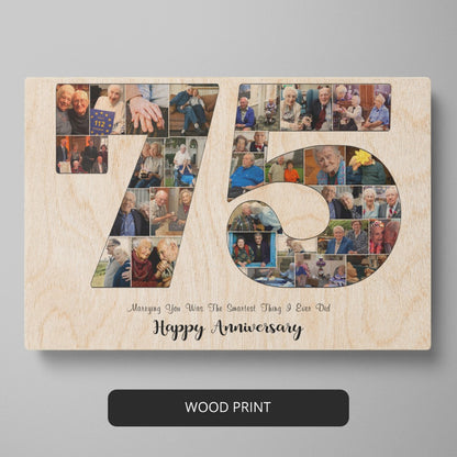 75th Diamond Wedding Anniversary Gift Ideas - Personalized Photo Collage
