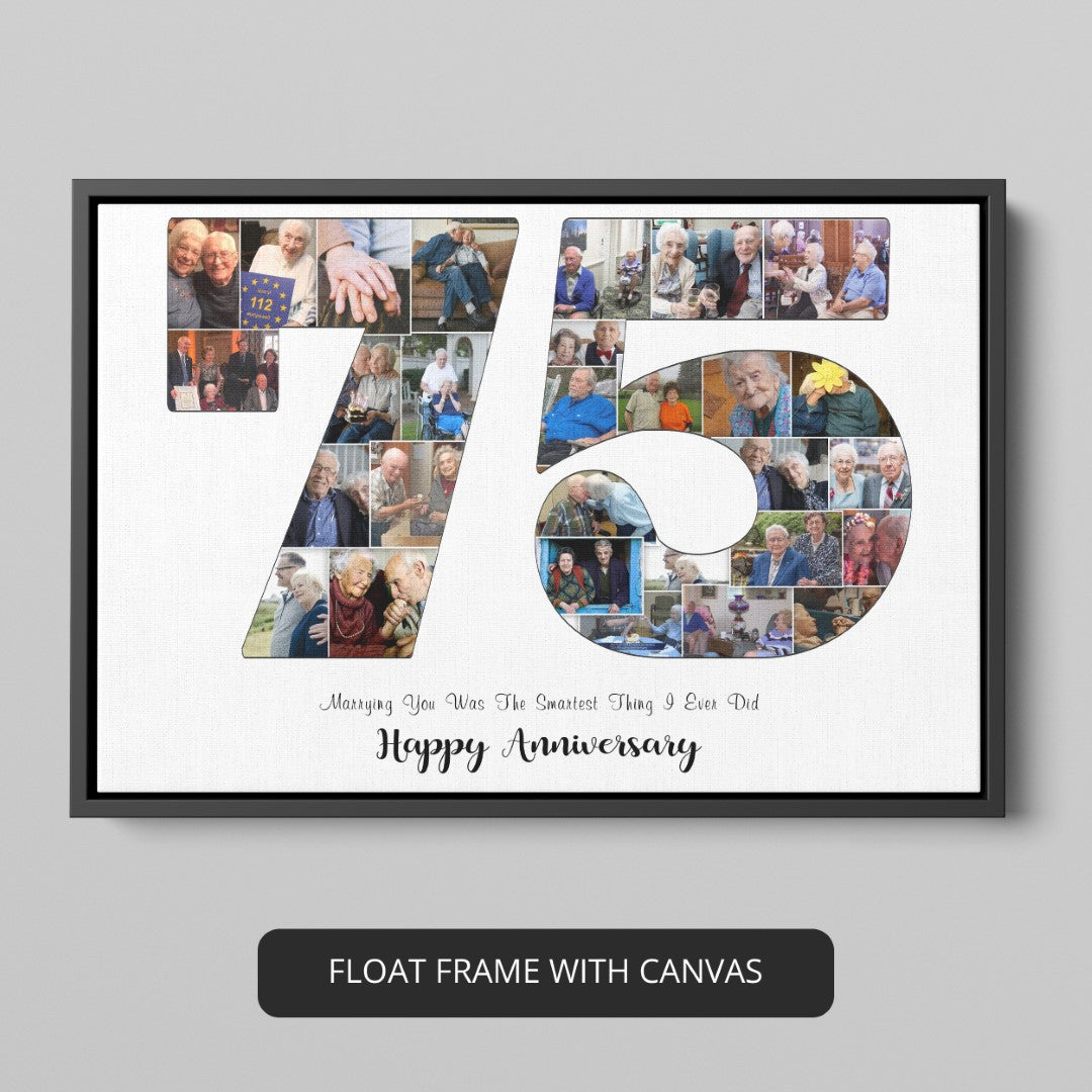 Meaningful Gift for Your Parents' Diamond Wedding - "Photo Collage Gift for 75th Diamond Wedding Anniversary"
