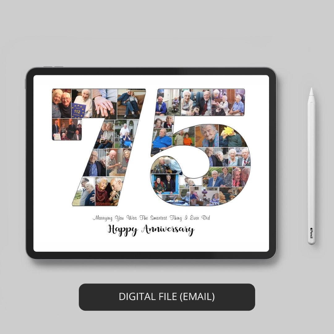 Personalized Perfect 75th Diamond Wedding Anniversary Present For Your Loved Ones.