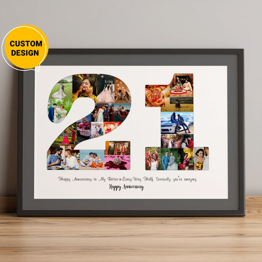 Picture collage of 21st wedding anniversary memories - the perfect gift for couples.