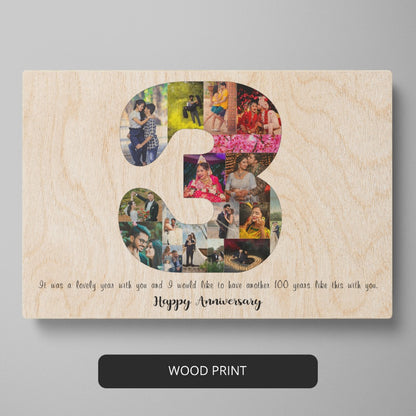 Customized 3rd-anniversary gift with photos that capture special moments together