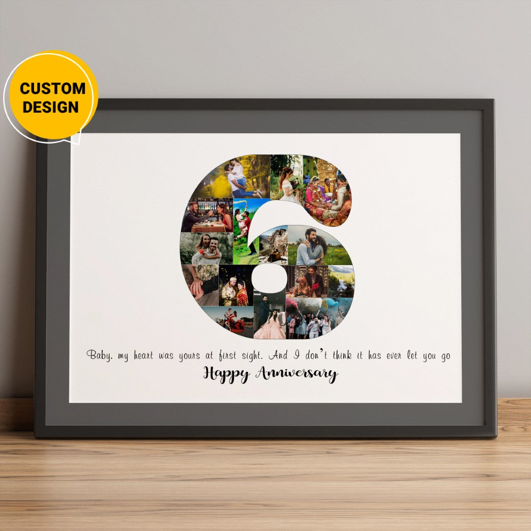 Personalized 6th wedding anniversary photo collage gift