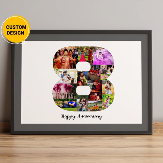 Personalized 8th Anniversary Photo Collage Gift – Perfect for Husband or Wife