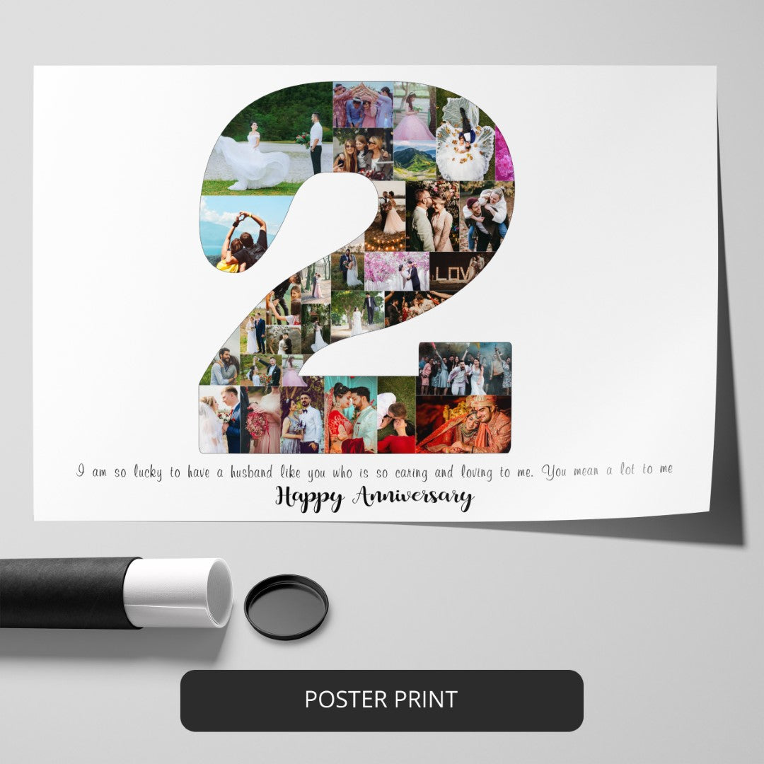 Capture treasured memories with a personalized 2nd Anniversary Photo Collage.