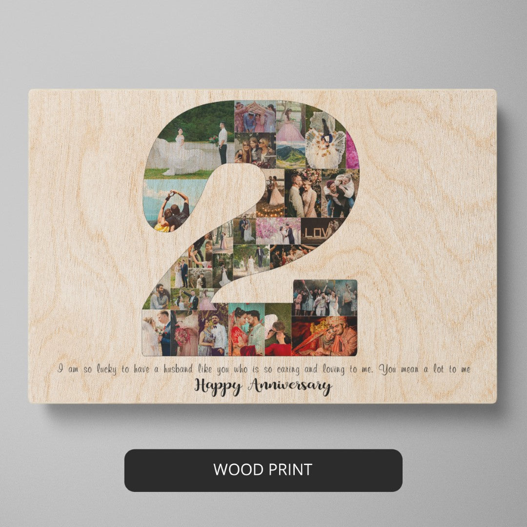 Make a lasting impression with a Custom 2nd Anniversary Picture Collage Gift.