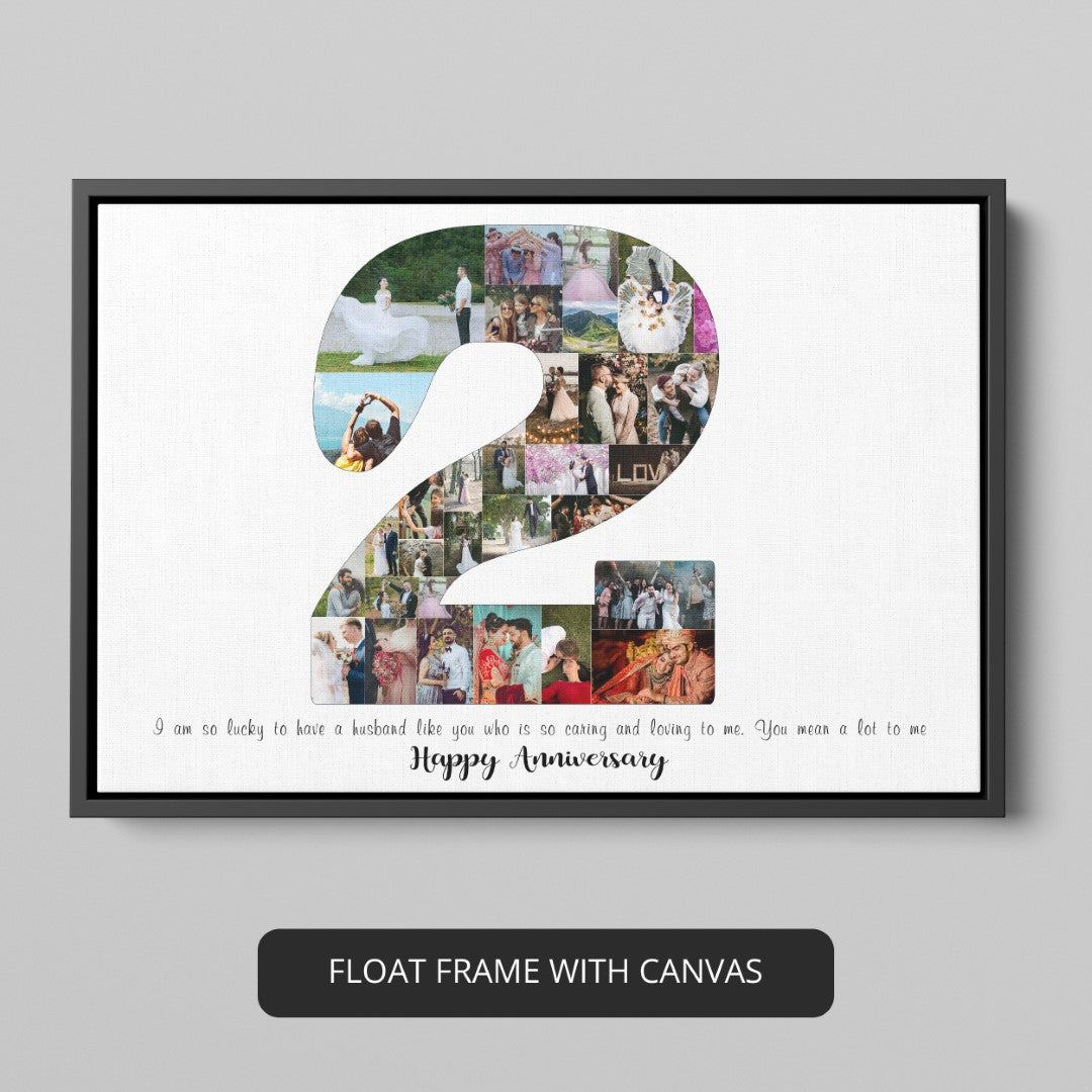 Customize your 2nd anniversary present with a personalized photo collage.