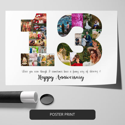 Create a unique, heartfelt 13th wedding anniversary gift with our personalized photo collage