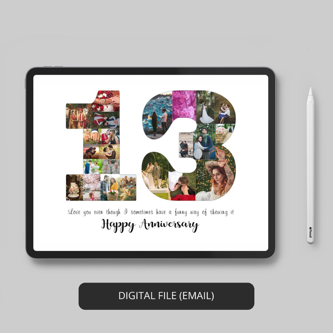 Personalized Photo Collage: A perfect 13th Wedding Anniversary Gift for couples