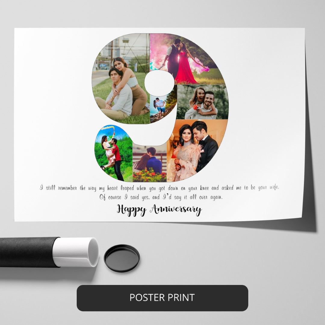 Surprise your husband or wife with a unique 9th-anniversary photo collage gift