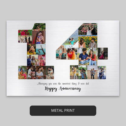 14th wedding anniversary with a custom photo collage - the perfect way to show you care
