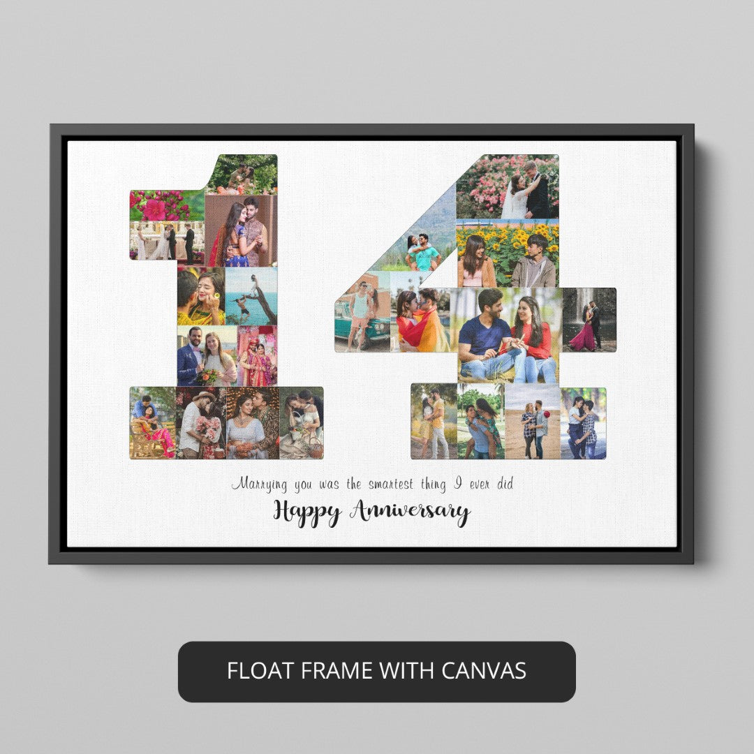 14th anniversary with a beautiful personalized photo collage