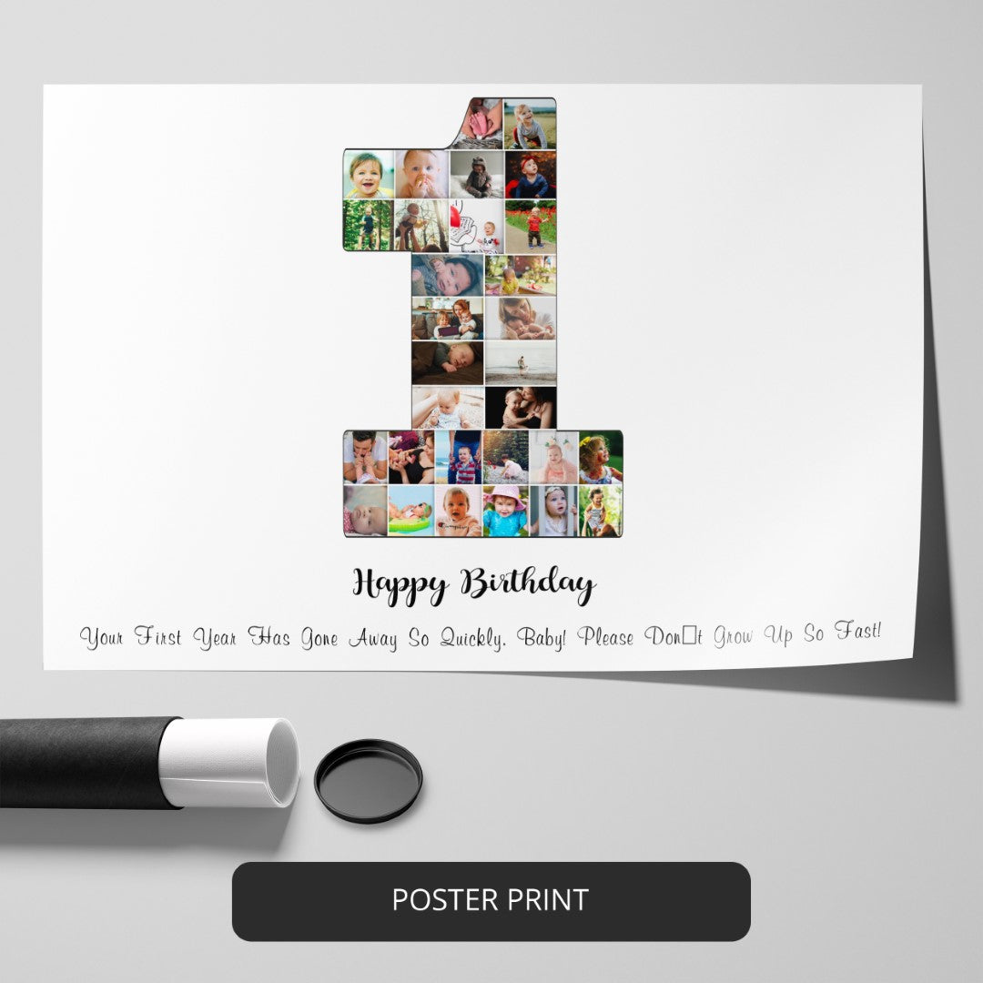 Perfect gift for 1st birthday - personalized photo collage.