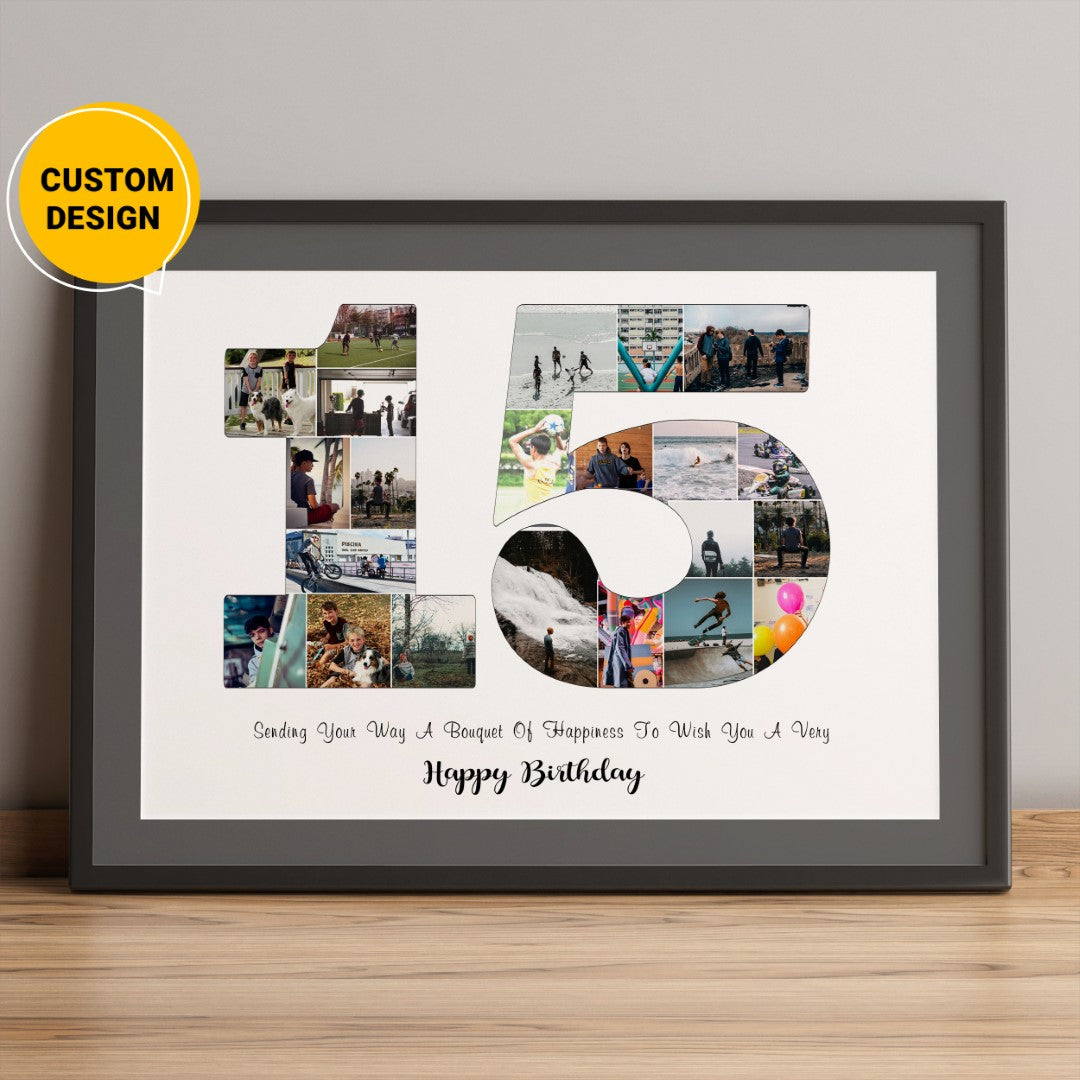 Custom 15th Birthday Photo Collage Gift Ideas For Him/Her