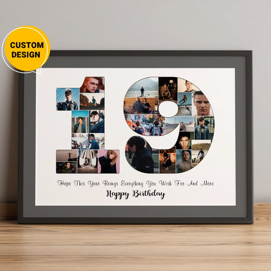 Custom 19th Birthday Photo Collage Wall Decor Gift Ideas For Daughter/Son
