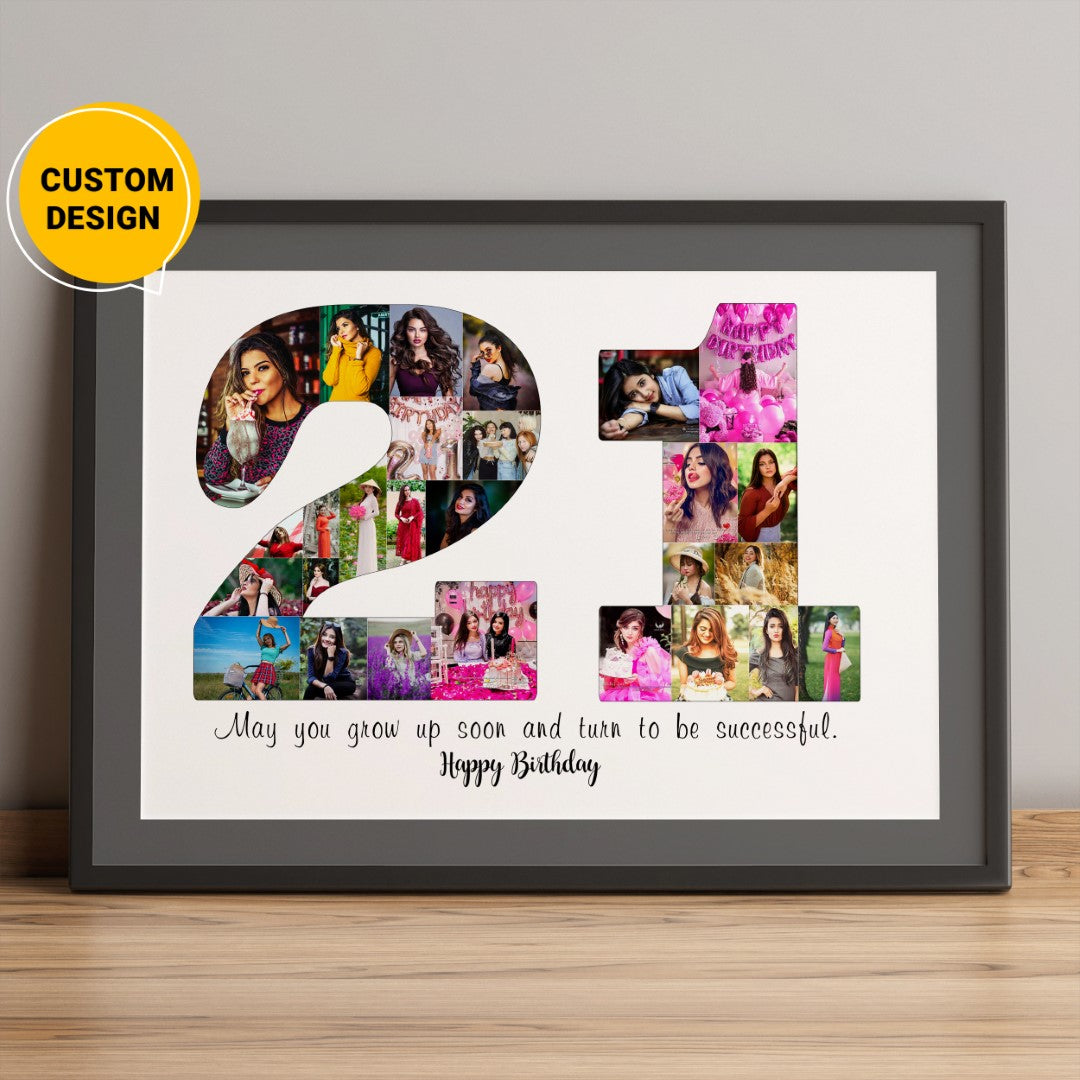 Personalized 21st birthday collage gift: Capture special memories with a custom collage