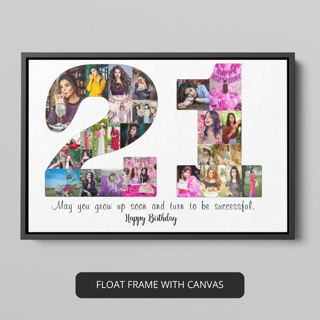 beautiful personalized photo collage for their 21st birthday