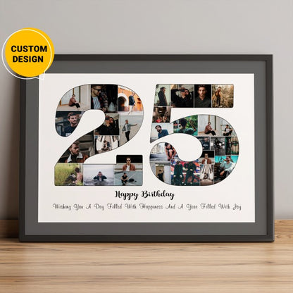 Personalized 25th Birthday Wall Decor Collage Gift - Perfect Gift for Him or Her