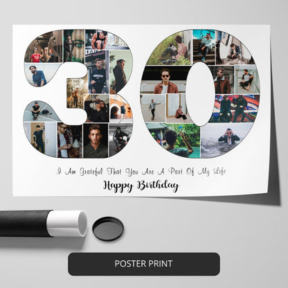 30th Birthday Gift Ideas for Him or Her - Custom Personalized Picture Collage