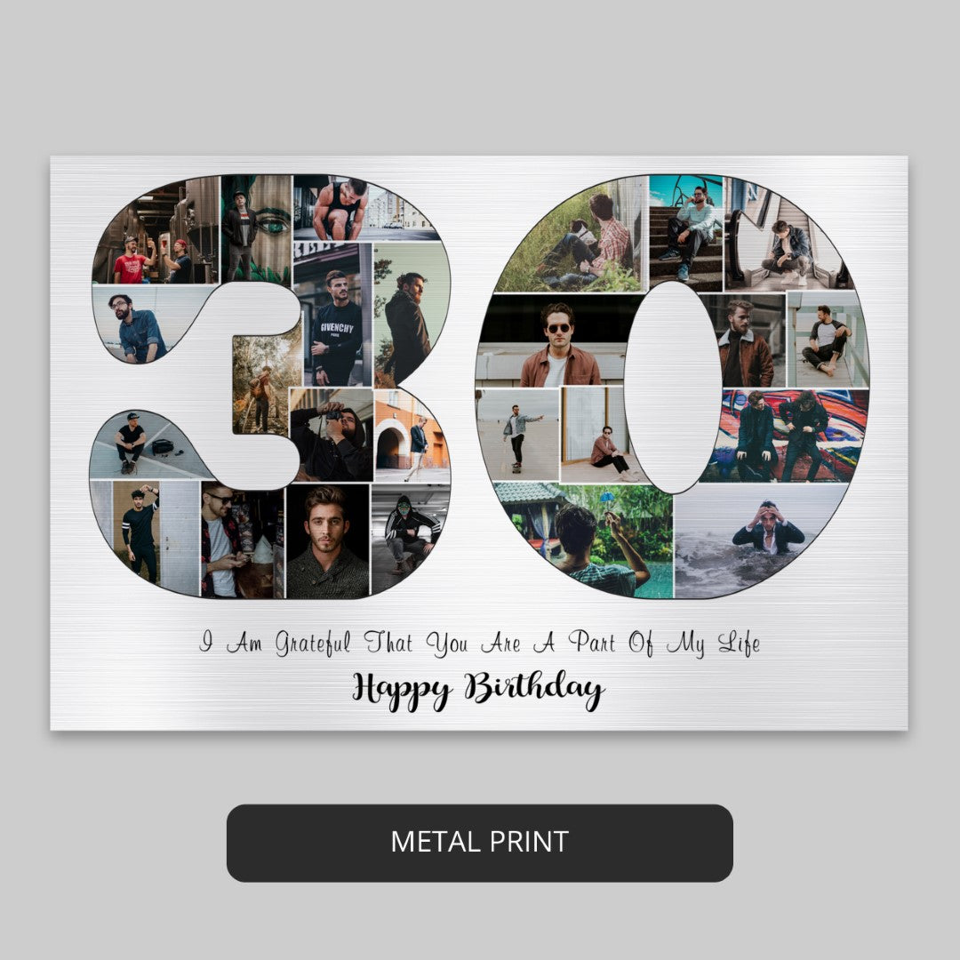 Capture Memories with Personalized Picture Collage - Perfect 30th Birthday Gift