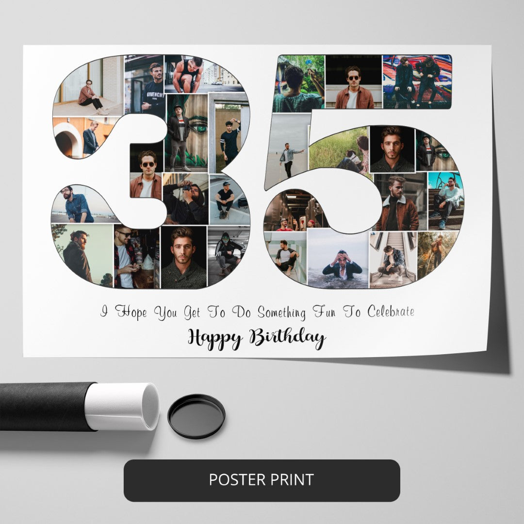 Unique 35th Birthday Gift Ideas for Him or Her - Personalized Photo Collage