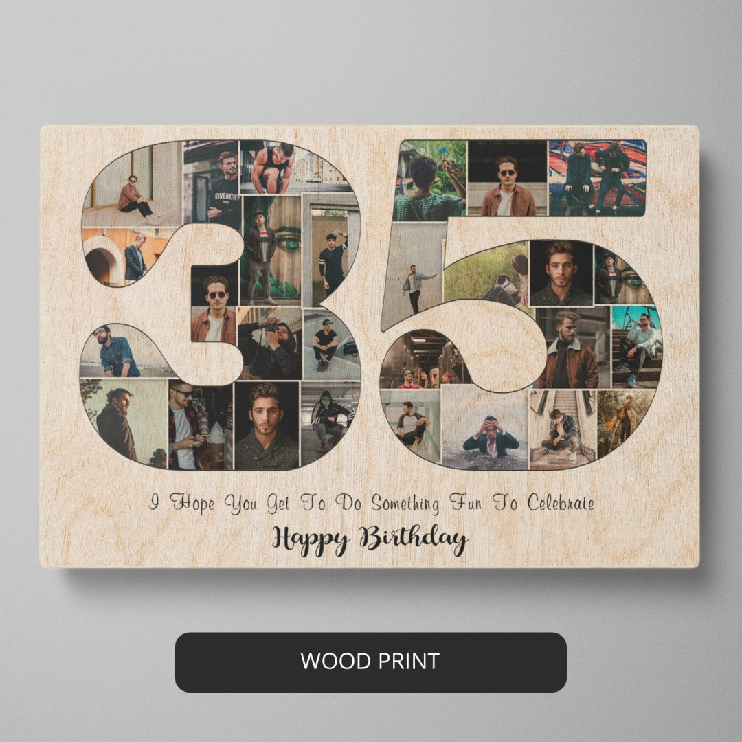 Memorable 35th Birthday Gift for Wife or Husband - Personalized Photo Collage