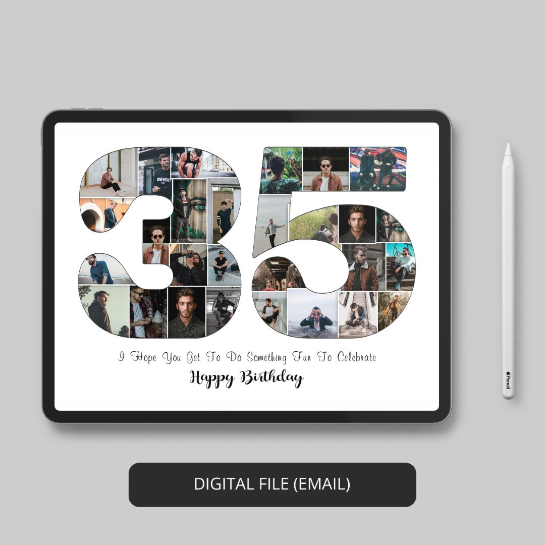 Personalized 35th Birthday Photo Collage - Gift Ideas for Him or Her
