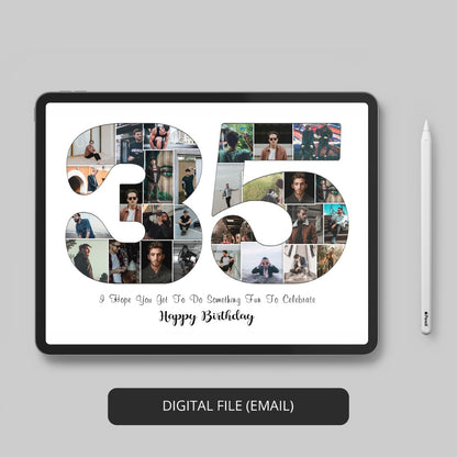 Personalized 35th Birthday Photo Collage - Gift Ideas for Him or Her