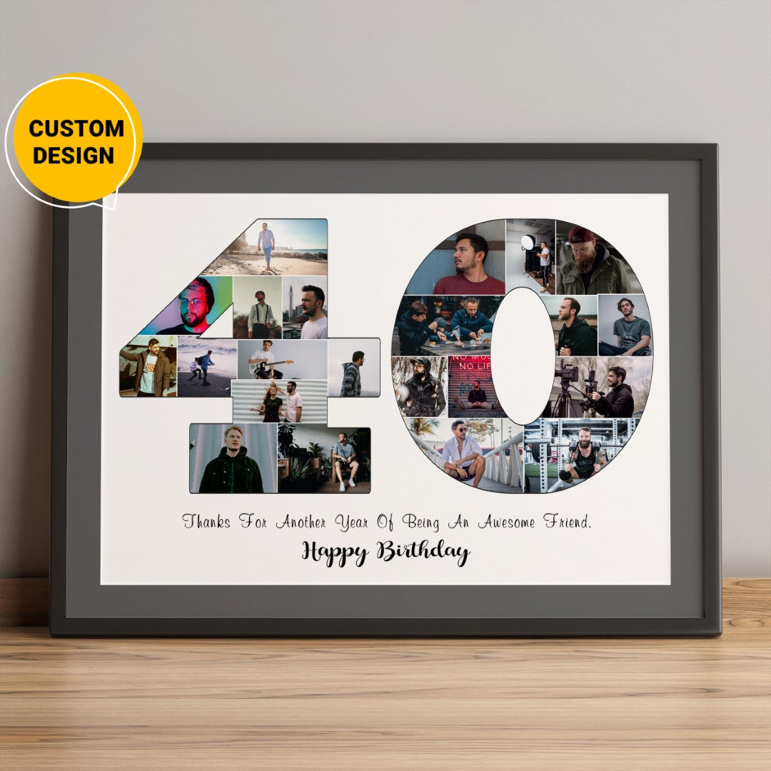 Personalized 40th Birthday Photo Collage Gift For Men/Women - Unique 40th Birthday Gift Idea