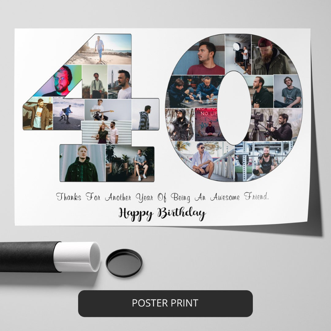 40th Birthday Gift Ideas for Women - Customized Photo Collage for Her