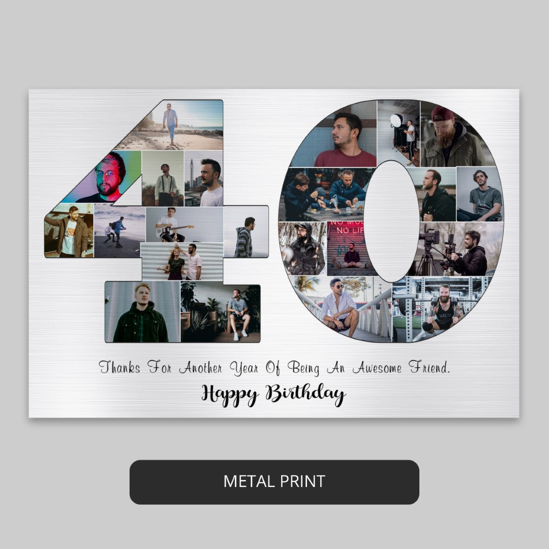 Best Personalized 40th Birthday Photo Collage Gift for Him or Her