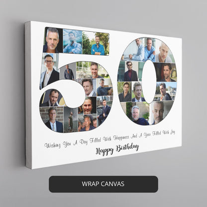 50th Birthday Gift Ideas for Men or Women - Personalized Photo Collage