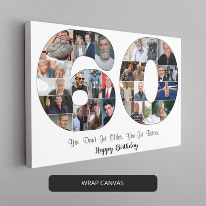 Memorable 60th Birthday Gifts for Him or Her - Custom Photo Collage