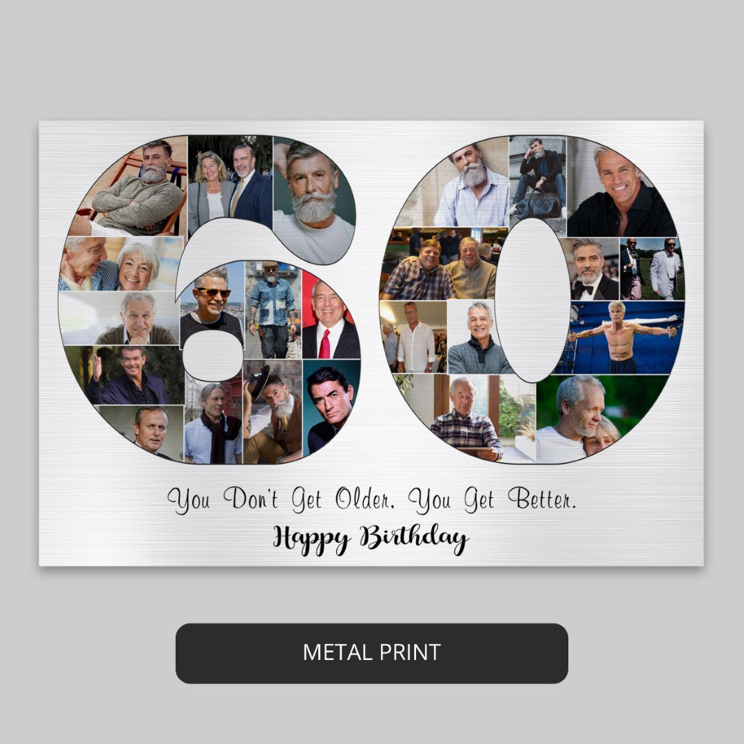 Customized 60th Birthday Gifts for Women or Men - Photo Collage