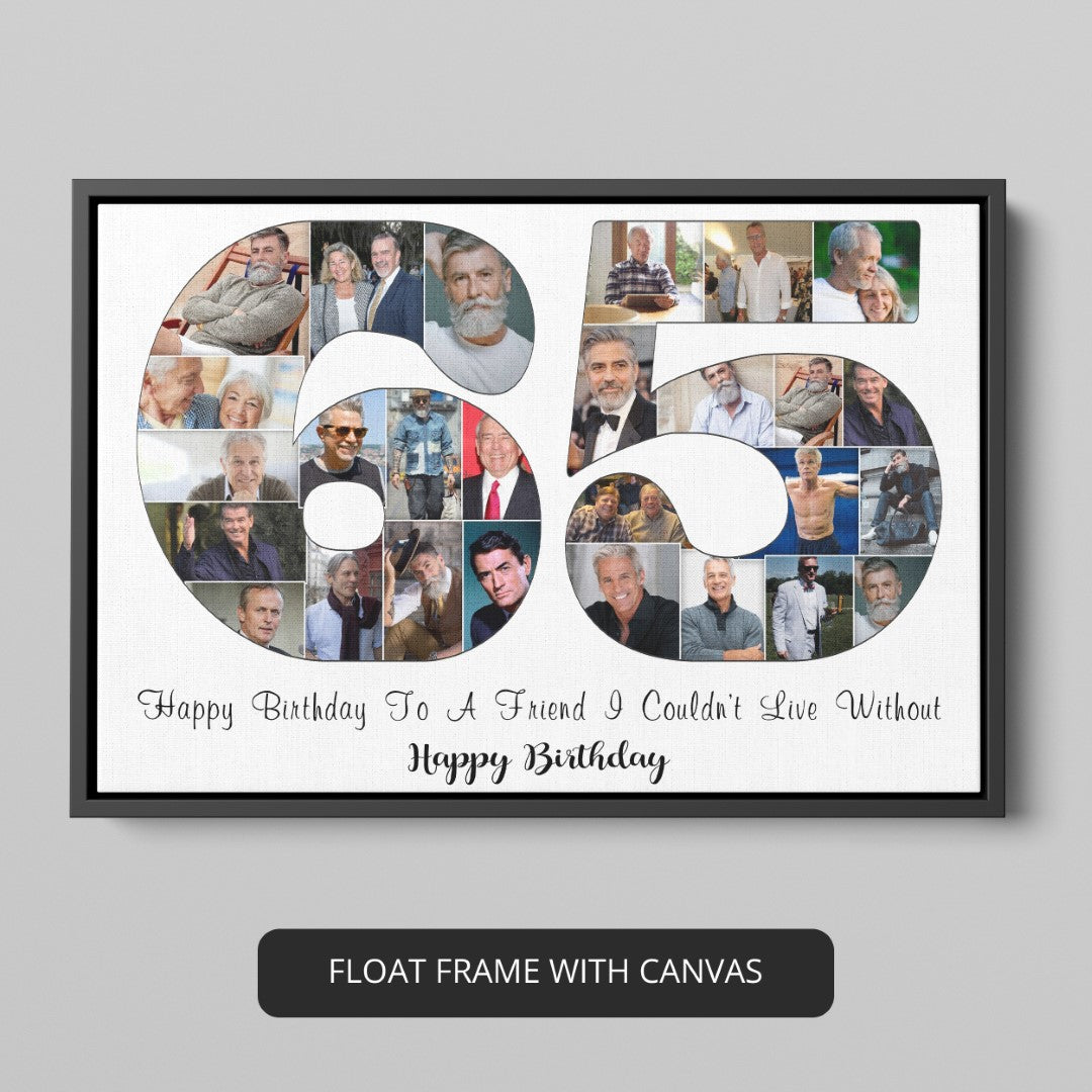 65th Birthday Gift Ideas for Dad - Personalized Photo Collage Present