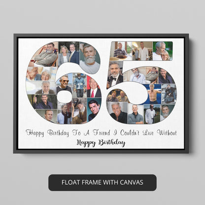 65th Birthday Gift Ideas for Dad - Personalized Photo Collage Present