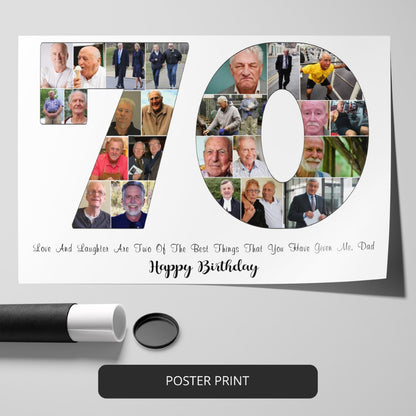 70th Birthday Gift Collage - Personalized Photo Gift for Him/Her