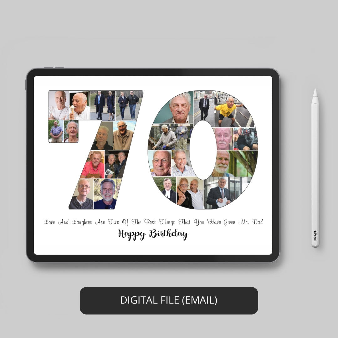 Meaningful 70th Birthday Gift - Custom Photo Collage for Him or Her