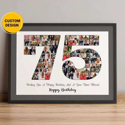Custom Photo Collage Gift Ideas for Mom's 75th Birthday - Personalized Memories for a Special Occasion