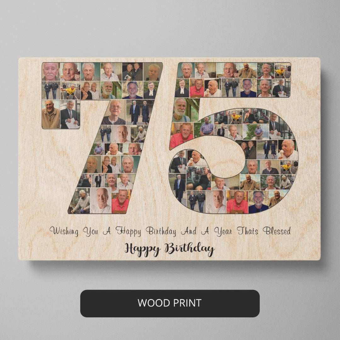 Custom Photo Collage Gift for Mom or Dad's 75th Birthday