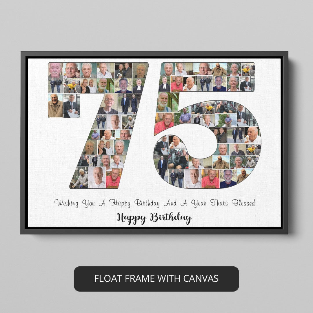 Heartfelt Custom 75th Birthday Photo Collage Gift Ideas for Mom or Dad