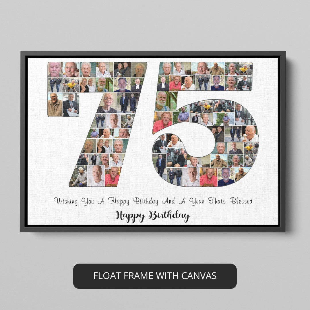 Heartfelt Custom 75th Birthday Photo Collage Gift Ideas for Mom or Dad