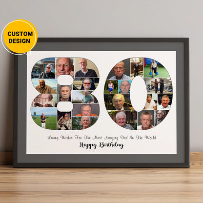 Personalized Picture Collage Gift Ideas For 80th Birthday - Customized Photo Collage