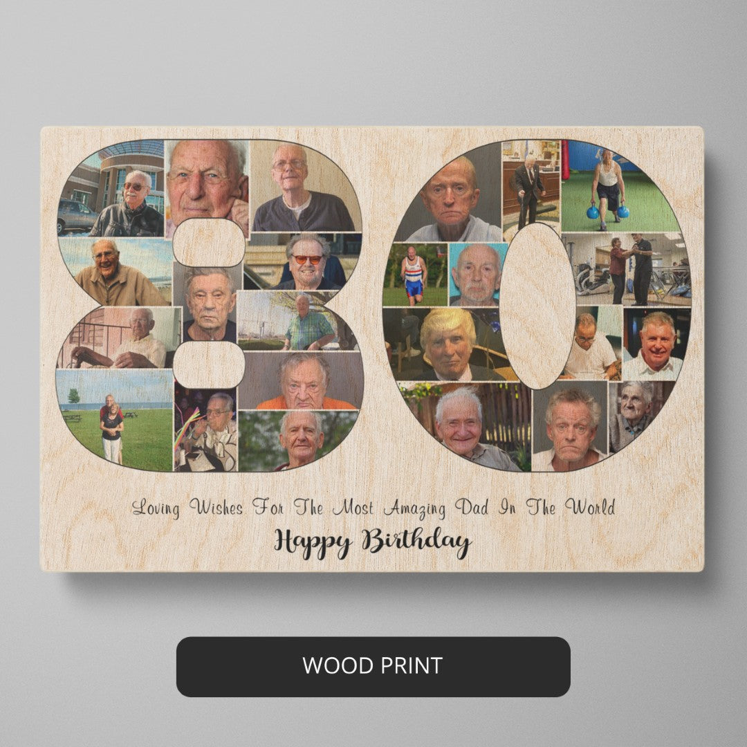 Thoughtful 80th Birthday Present - Personalized Picture Collage Gift