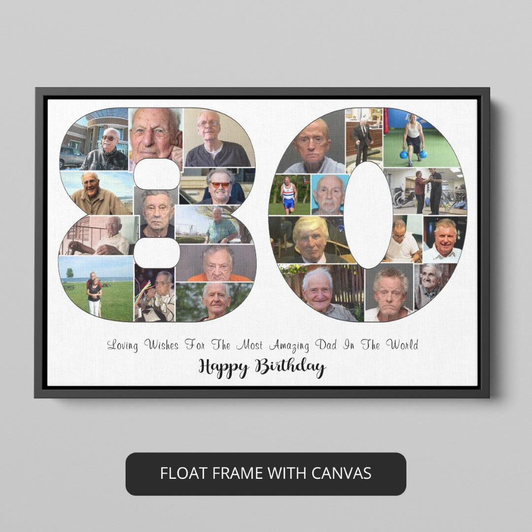 Memorable 80th Birthday Gift Idea - Personalized Picture Collage