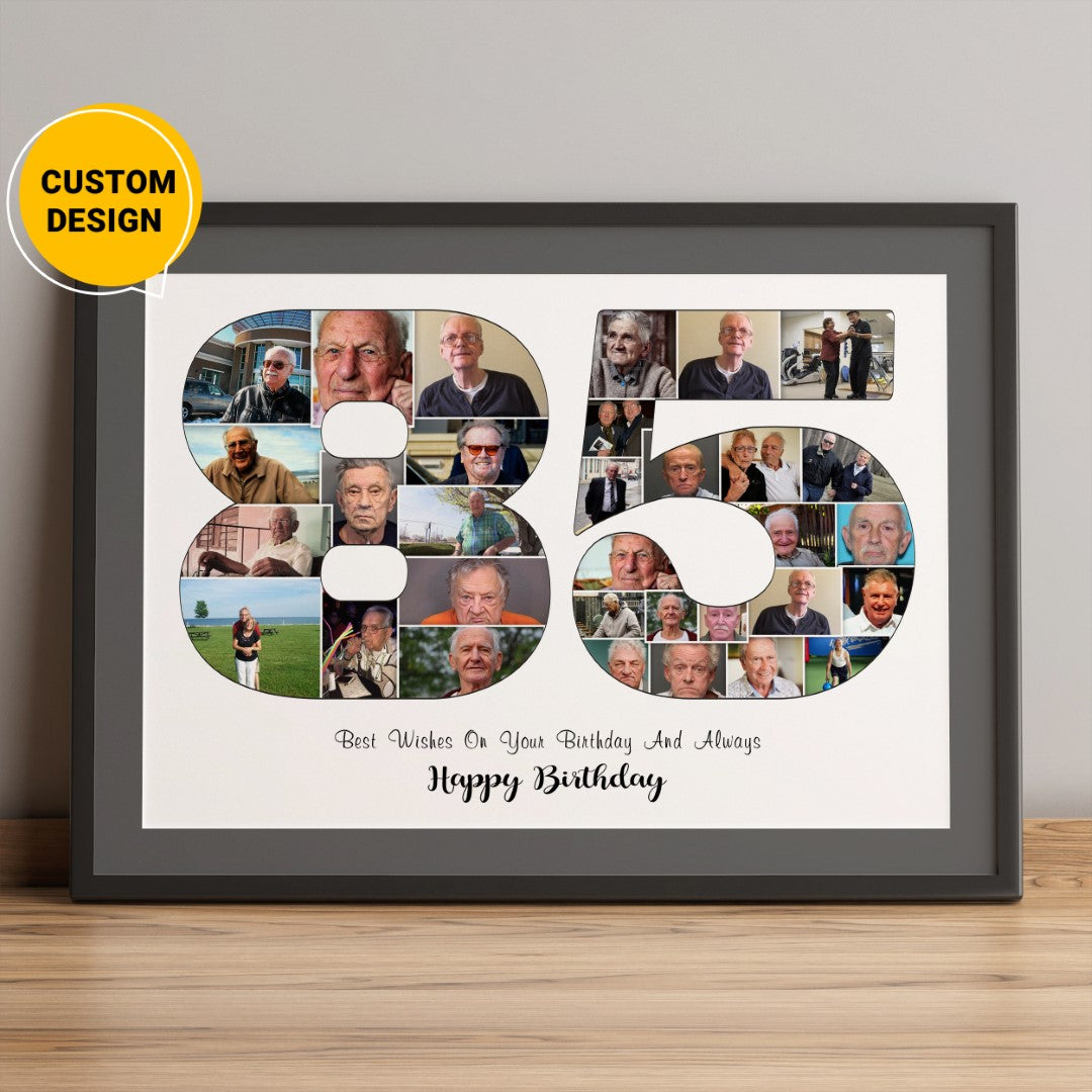 Personalized 85th Birthday Photo Collage Decoration Gift for Grandma or Grandpa