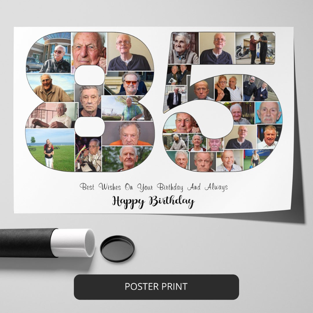 Unique 85th Birthday Gift Idea - Customized Photo Collage for Grandma or Grandpa