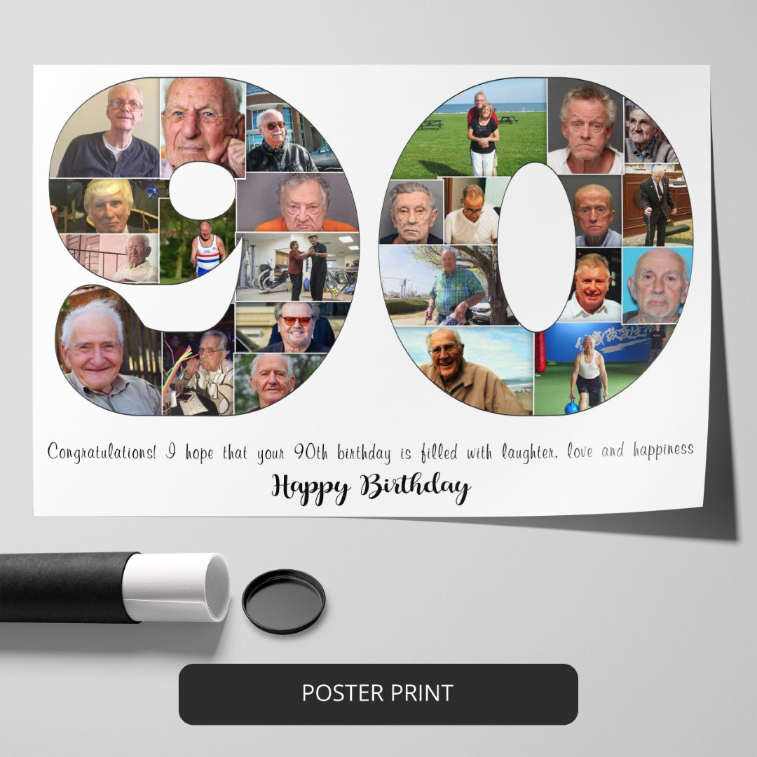 Personalized 90th Birthday Collage Gift