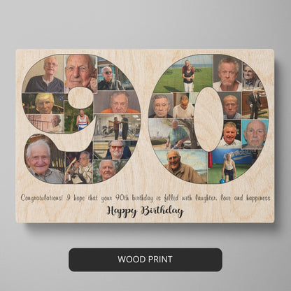 Happy 90th Birthday with a Customized Photo Collage - The Perfect Gift for Grandparents