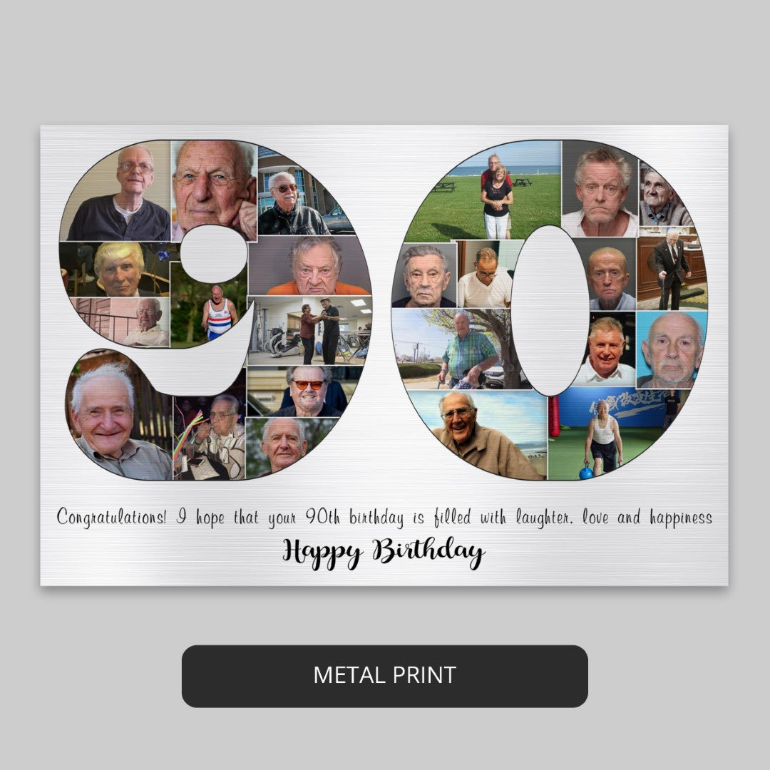 Unique Personalized 90th Birthday Collage Gift Idea For Your Loved One